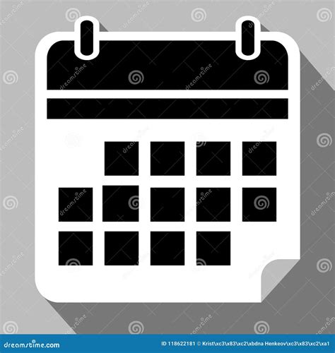 Ícone Liso Simples Do Calendário Preto E Branco Sombra Cinzenta