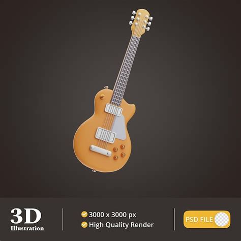 Ilustração elétrica 3d da guitarra do objeto da música PSD Premium