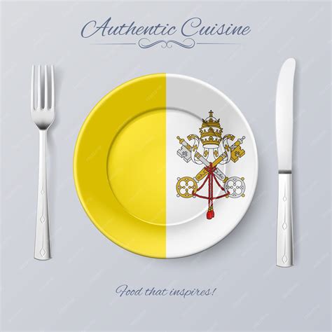 Premium Vector | Authentic cuisine of vatican city. plate with flag and