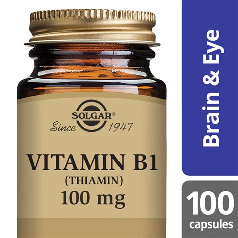 Solgar Vitamin B1 Thiamine 100 Mg Vegetable Capsules Pack Of 100