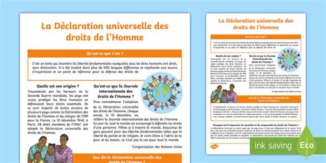 Fiche d information La Déclaration universelle des droits de l Homme