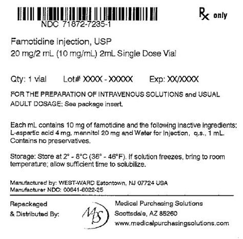 Famotidine By Medical Purchasing Solutions Llc Famotidine Injection