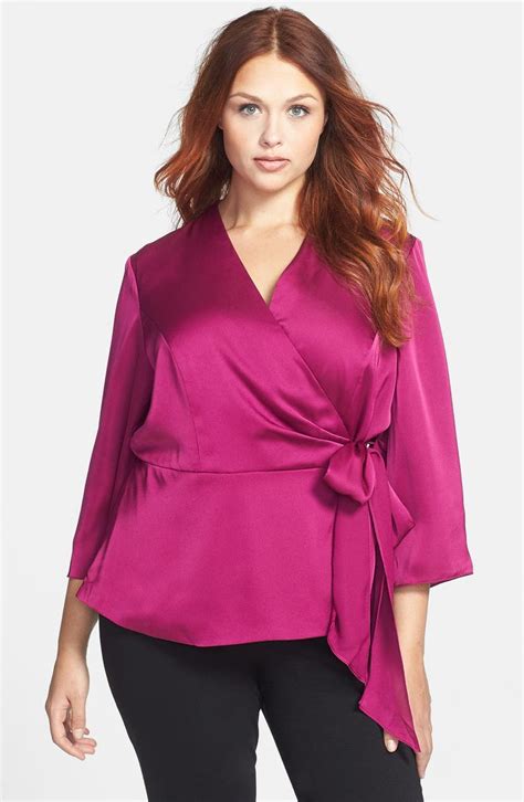 Alex Evenings Side Tie Wrap Blouse Plus Size Nordstrom