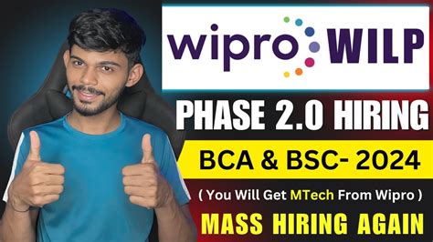 Wipro WILP Phase 2 Mega Hiring 2024 BCA BSC Only YouTube