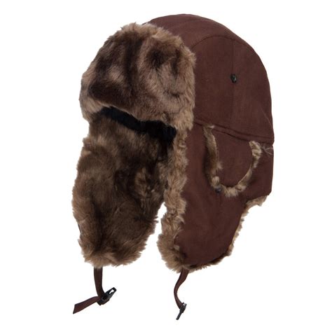 Suede Solid Faux Fur Trooper Hat | Neck Flap/Trooper Hat | e4Hats ...