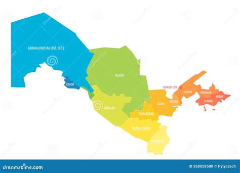 Uzbekistan Political Map Of Administrative Divisions Stock Vector