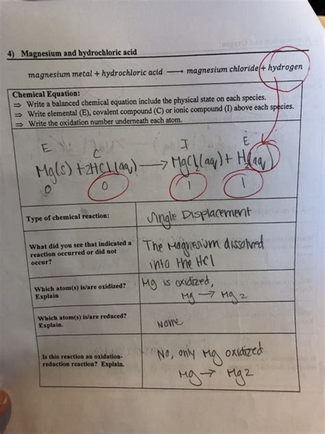 Solved 4 Magnesium And Hydrochloric Acid Magnesium Metal