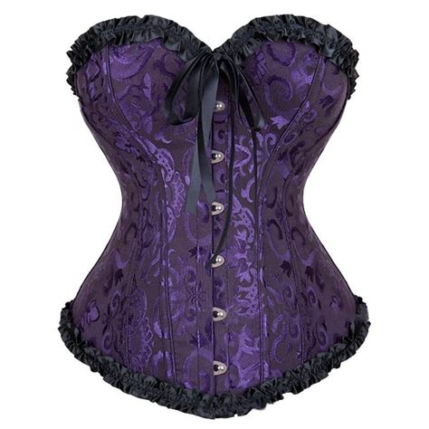 Augper Corset Top Lacing Corset Top Satin Floral Boned Overbust Body