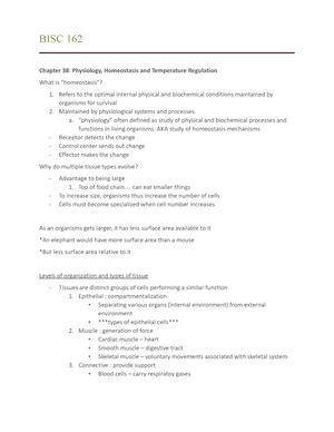 Bisc Notes Leary Bisc Chapter Physiology Homeostasis