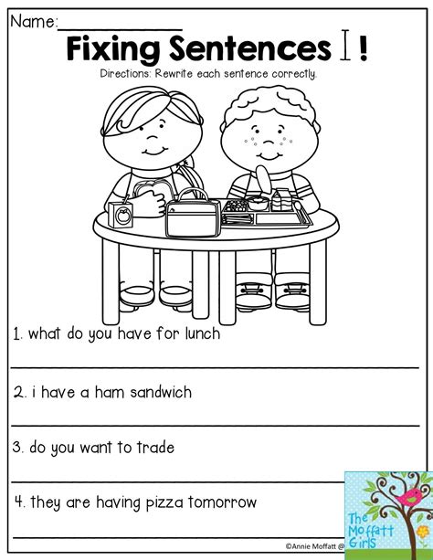 Writing Sentences Correctly Worksheet