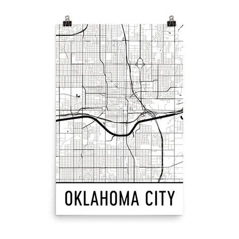 Oklahoma City Street Map Poster Wall Print By Modern Map Art