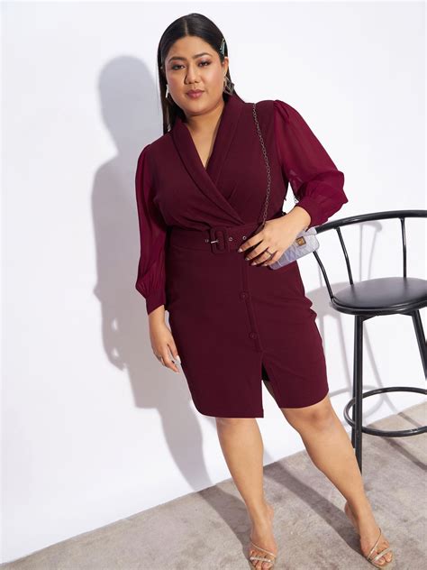 Buy Sassafras Curve Plus Size V Neck Sheath Dress Dresses For Women 27508524 Myntra