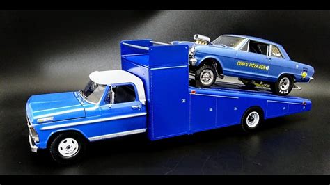 1967 Ford F350 Dually Ramp Truck Race Hauler 390 V8 1/25 Scale Model Build How To Assemble Paint ...