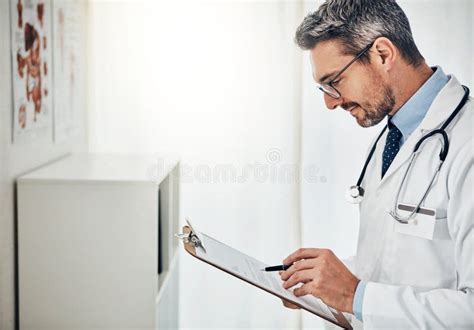 Clipboard Office And Doctor Reading Chart With Healthcare Admin And