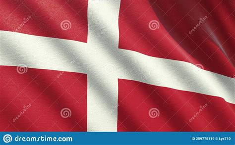 Flag Of Denmark Waving In The Wind D Rendering Stock Image Image Of