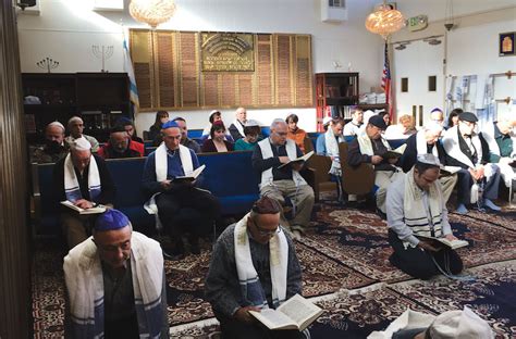 Jewish People Praying In Synagogue