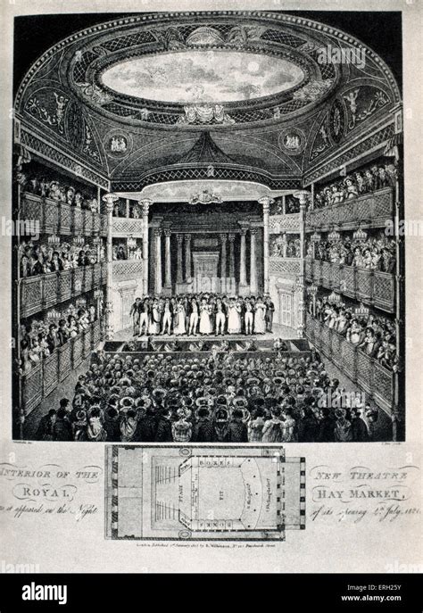 LONDON - Haymarket Theatre, 1821 Interior of the new Theatre Royal Haymarket, as it appeared at ...