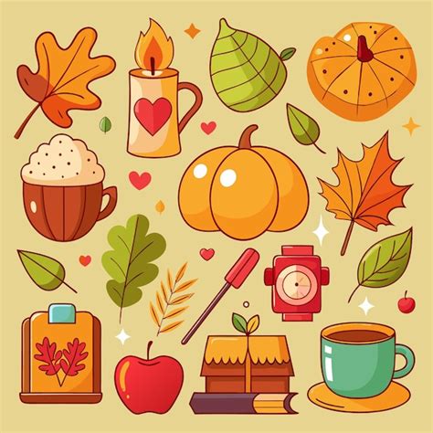 Premium Vector Charming Autumn Doodles Autum Set