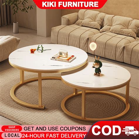 Meja Bulat Ruang Tamu Round Living Room Table Set Coffee Table Marble