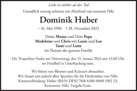 Traueranzeigen Von Dominik Huber Trauer Merkur De