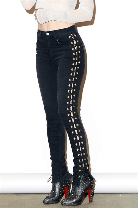 Bella S Made Gold Jeans Bella Hadid S Made Gold Lace Up Jeans