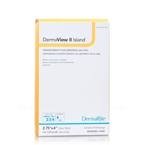 Dermarite Dermaview Ii Island Transparent Film Wound Dressing With Non