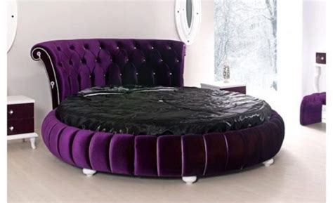 Examples of Creative Round Bed Designs with Headboard Ideas Images