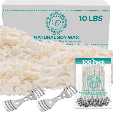 Hearts And Crafts Soy Wax And Diy Candle Making Supplies 10lb Bag With 100 6 Inch Pre Waxed