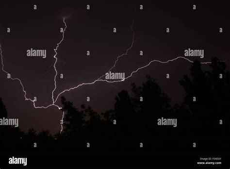 White lightning during summer storm Stock Photo - Alamy