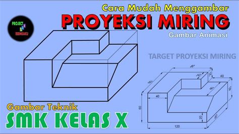 Cara Mudah Menggambar Proyeksi Miring Cara Menggambar Proyeksi Miring Proyeksi Dasar Youtube