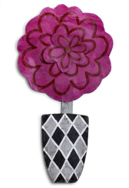 New Pink Flower In Gray Pot Door Hanger From Silvestri By Artist Peri