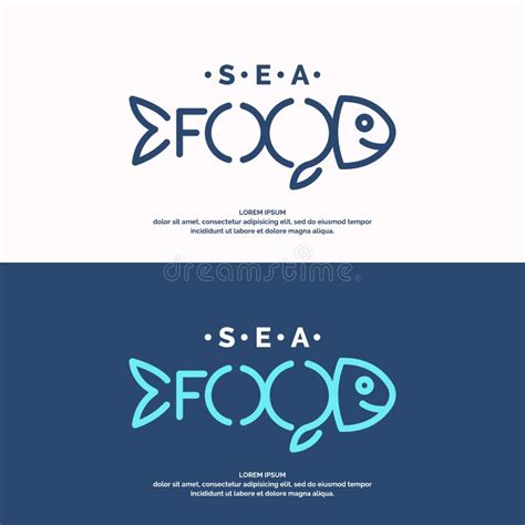 Grupo Conceptual Moderno De Alimento De Mar Dos Logotipos Do Vetor