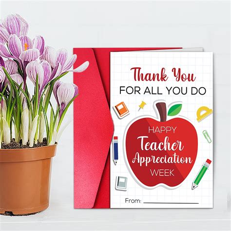 Teacher Appreciation Card Teacher Appreciation T Card Bulk Teachers