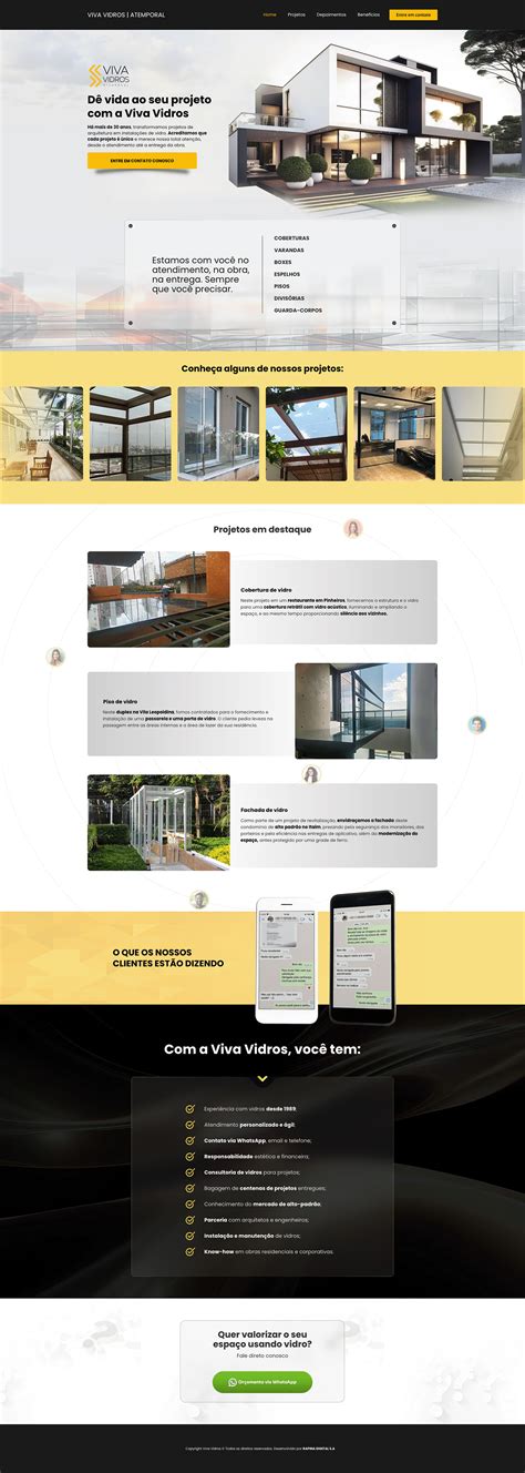 Página Institucional One Page Viva Vidros Behance