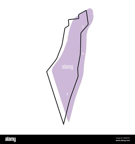 Israel Country Simplified Map Violet Silhouette With Thin Black Smooth