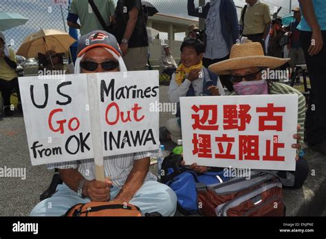 Henoko Okinawa Japan People Protesting Outside Camp Schwab Against