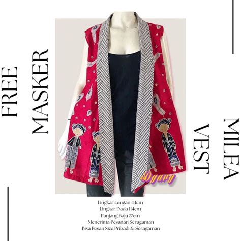 Jual Vest Outer Rompi Blazer Cardigan Batik Tanpa Lengan Jumbo Kekinian