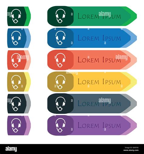 Headsets Icon Sign Set Of Colorful Bright Long Buttons With