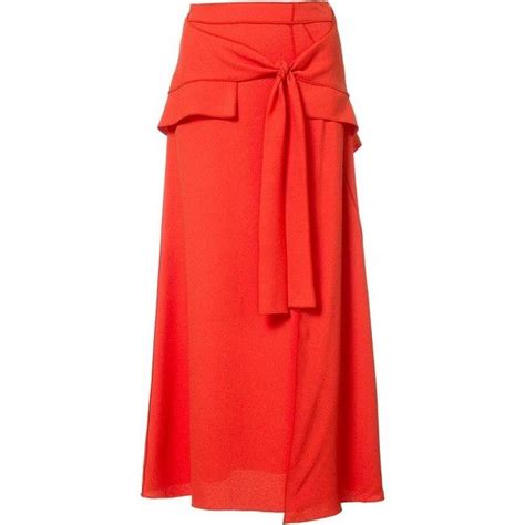 Proenza Schouler Tie Front Midi Skirt Liked On Polyvore