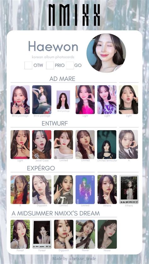 NMIXX HAEWON KOREAN ALBUM PHOTOCARDS TEMPLATE