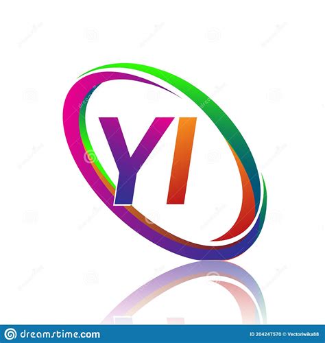 Letter YI Logotype Design For Company Name Colorful Swoosh Vector Logo