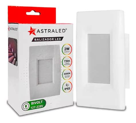 Balizador Led Embutir 4x2 Ip65 Escada Parede 2w 3000k Cor Branco 3000k