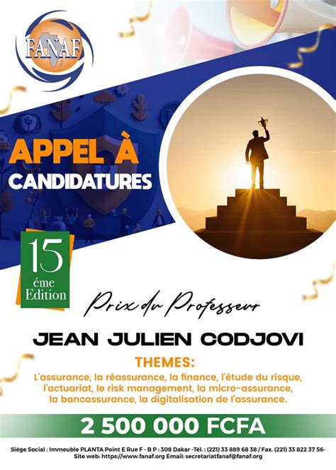 Prix Du Professeur Jean Julien Codjovi Appel Candidature Pour La