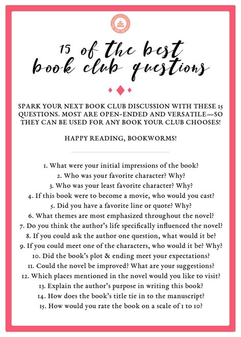 15 Of The Best Book Club Questions Book Club Questions Book Club