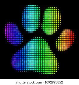 Pixel Impressive Halftone Paw Footprint Icon Stock Vector Royalty Free