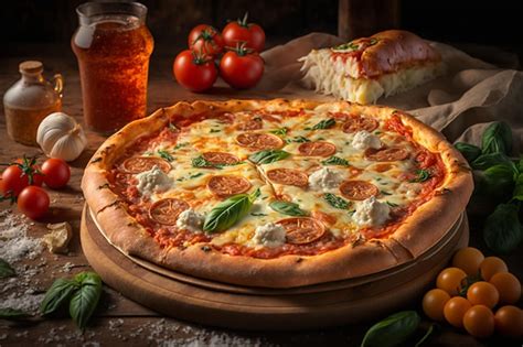 Premium Ai Image A Pizza With Mozzarella And Basil On It