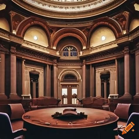 Moody And Mischievous Interior Of A Capitol Building Conference Room On