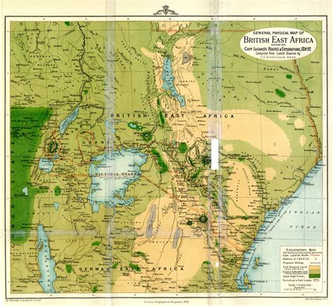 General Physical Map of British East Africa showing Capt. Lugard's ...