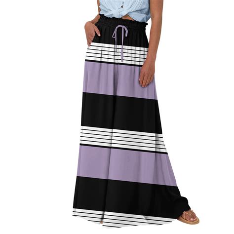 Dengdeng Womens 2024 Summer Wide Leg Palazzo Pants High Waisted Flowy