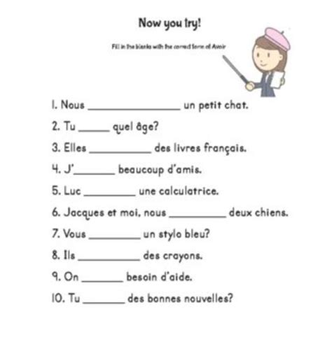 Le Verbe Avoir Handouts And Worksheet Practices Worksheets Conjugation